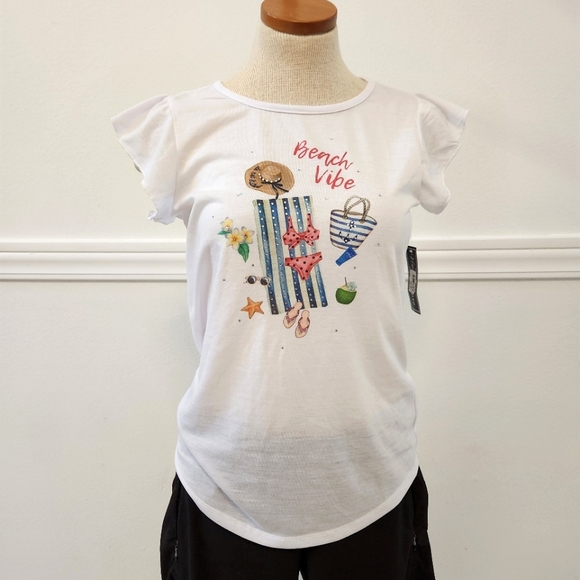 Vintage Rose Ruffle sleeve crew neck tshirt - Picture 3 of 12